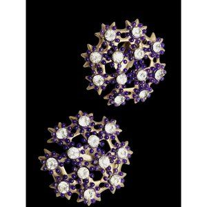 Vintage Rhinestone Flower Earrings (A1131)